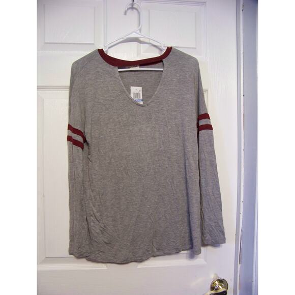 Ultra Flirt Size M Tee Top Soft Stretch Knit Keyhole Neck NWT Football - Picture 1 of 2